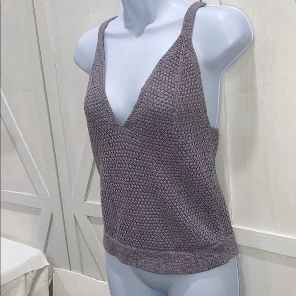 Cleo + Wolf Women's Sweater Knit Tank Cross Straps On Back Light Purple Size M - Picture 4 of 15